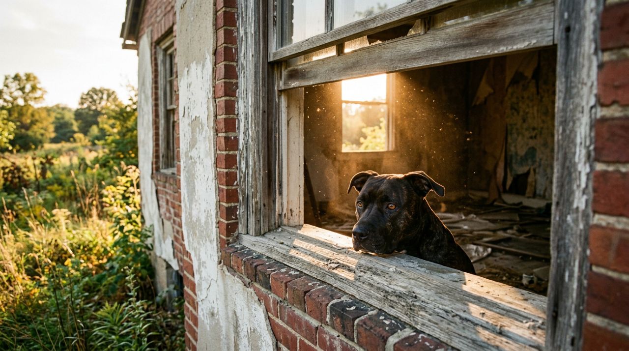 Cachorro Oscar Mayer é salvo após aparecer na janela de casa abandonada