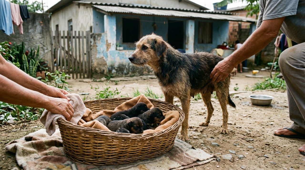 Filhotes abandonados são encontrados em uma cesta e recebem uma nova chance