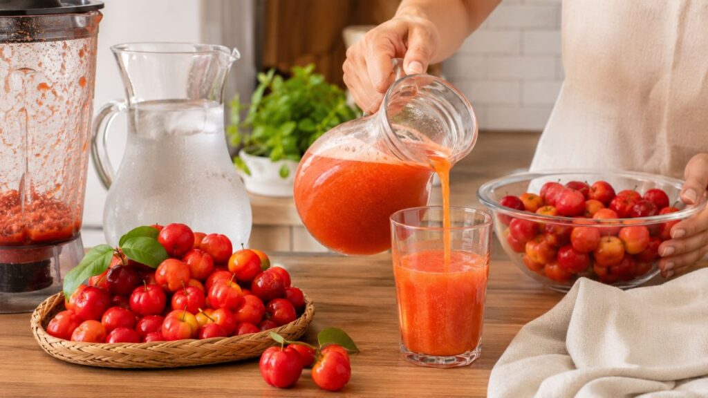 Acerola fresca ou em suco simples preserva melhor seus nutrientes