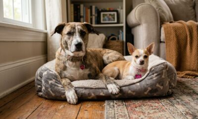Cães de abrigo formam dupla improvável e acham um lar juntos