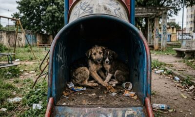 Mulher encontra bebês abandonados em um parque infantil