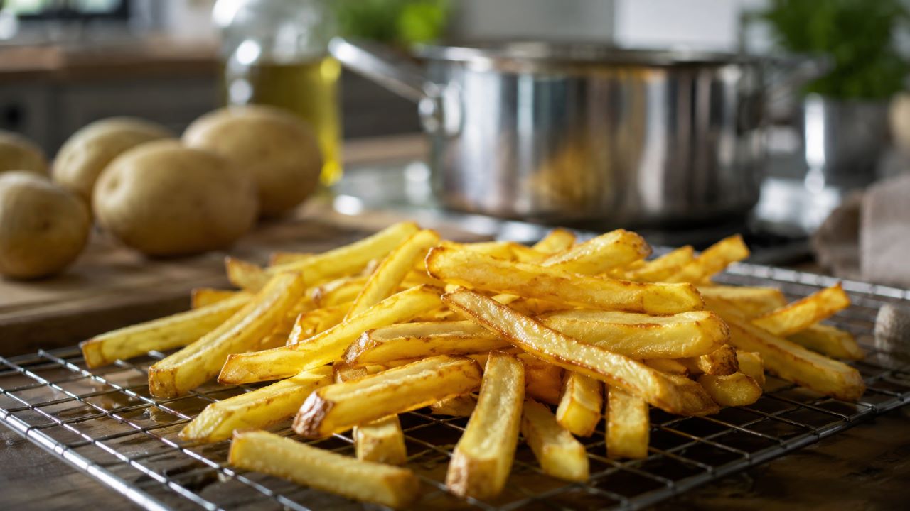 Batata frita crocante depende de secagem, temperatura e fritura em etapas