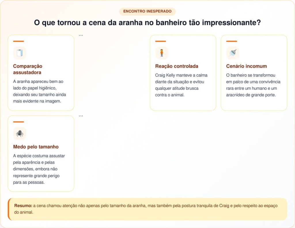 Homem é surpreendido por aranha do tamanho de um rolo de papel higiênico no banheiro