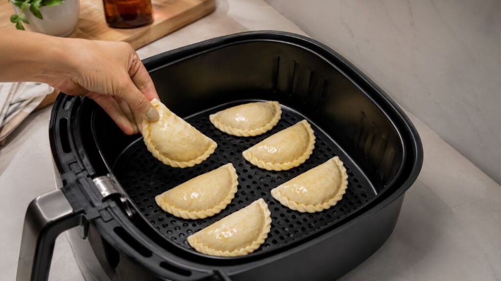 Espaçamento entre os pastéis ajuda o ar quente a circular e garante melhor crocância