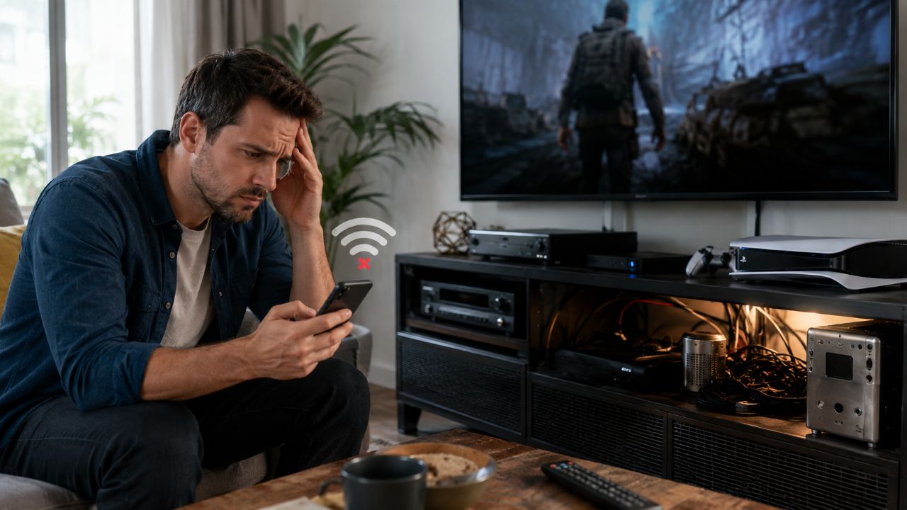 Por que você nunca deve deixar o roteador de Wi-Fi sobre o rack da televisão