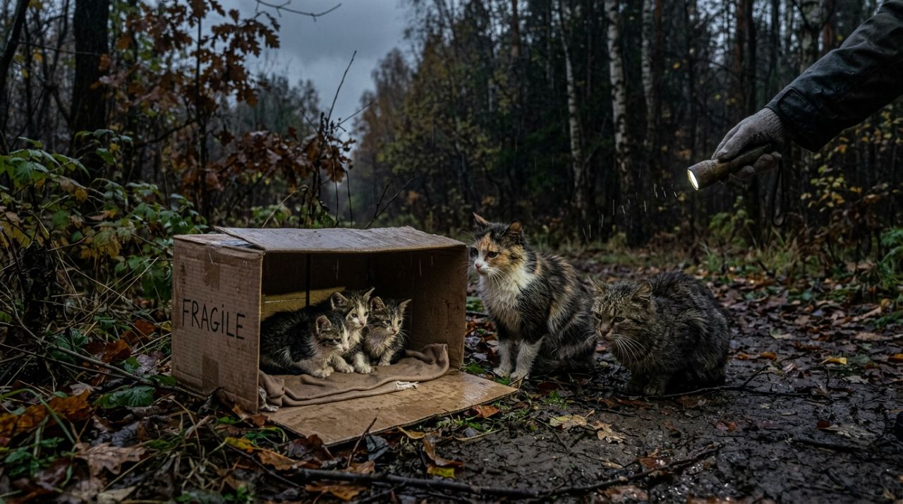 Mulher salva família de gatos da floresta e vê parto acontecer no carro