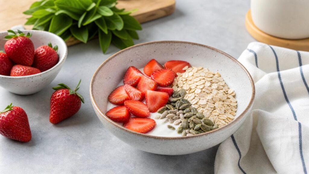 Morangos podem compor um lanche leve com fibras e vitamina C