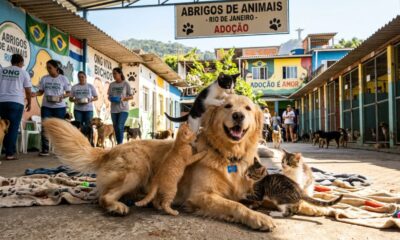 Gigante peludo visita um abrigo de animais diariamente e muda vidas
