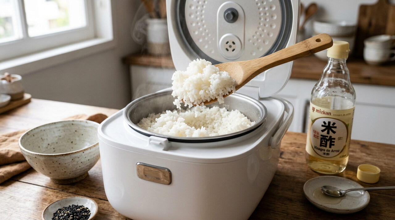 Por que é recomendado cozinhar arroz com um pouco de vinagre
