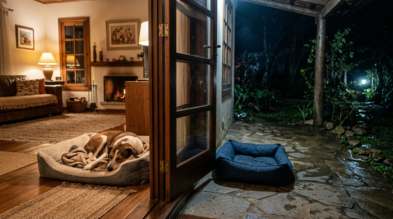 Segundo especialistas, onde os cães devem dormir em noites frias