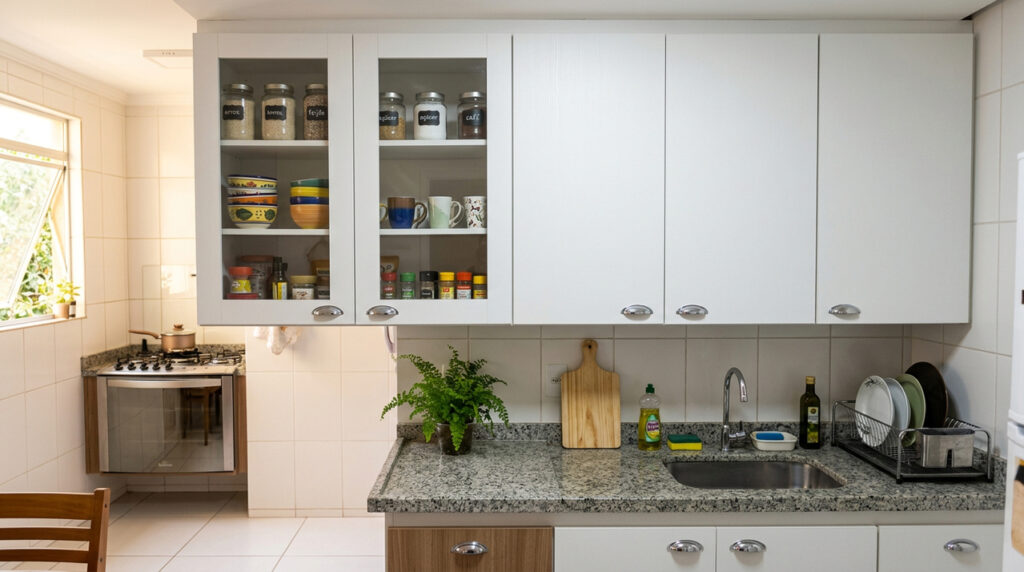 Como fazer armário aéreo simples e ganhar espaço na cozinha sem ocupar circulação