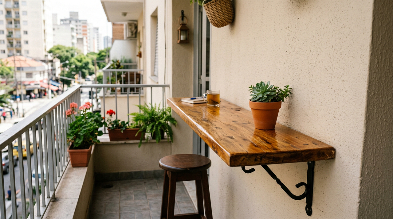 Como fazer um balcão simples para varanda e criar apoio para plantas, café e decoração