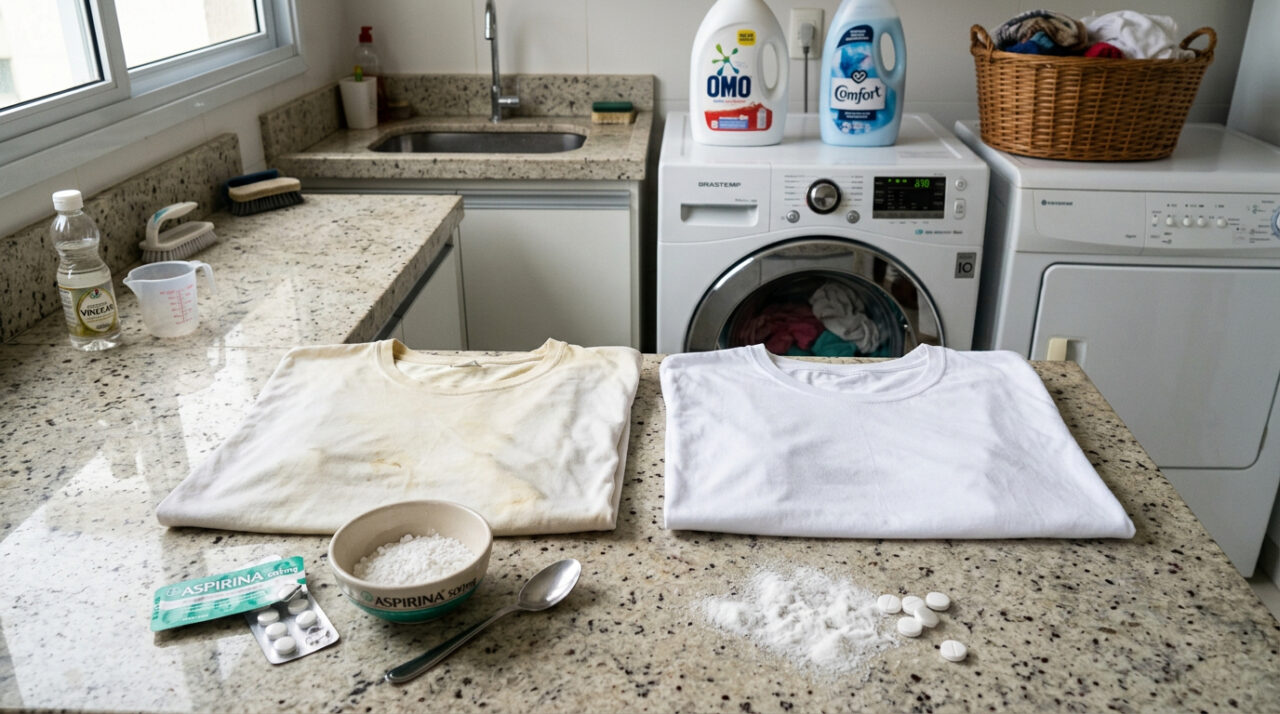 Suas roupas brancas vão ficar brilhando com esse truque barato: um produto que você acha em qualquer farmácia e não custa quase nada
