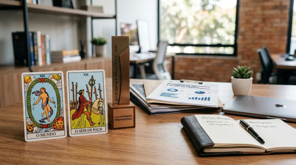Cartas do tarot que indicam reconhecimento, valorização e vitória após uma fase de esforço