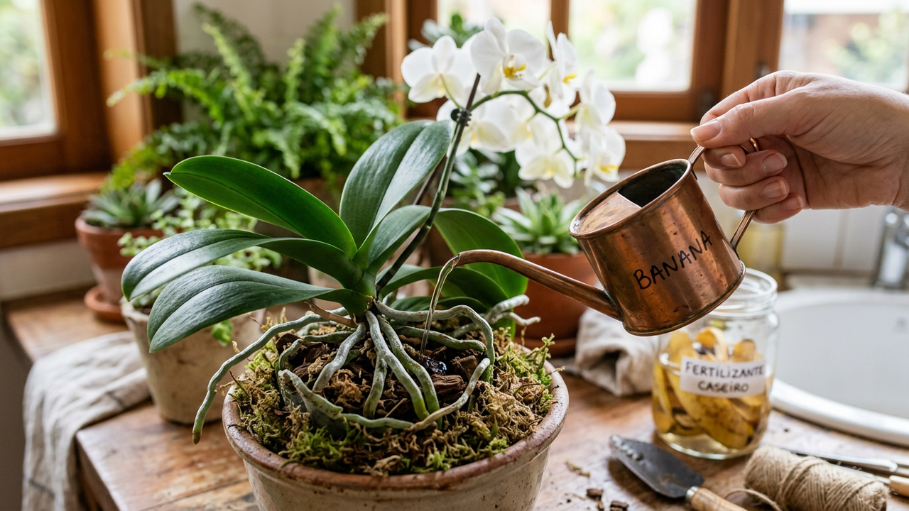 Casca de banana na água: o adubo caseiro que faz orquídeas florescerem mais rápido