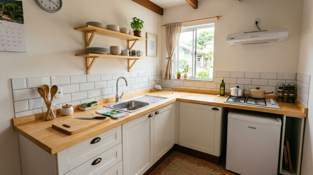 Como fazer uma bancada simples para cozinha ou área de serviço e ganhar mais espaço útil
