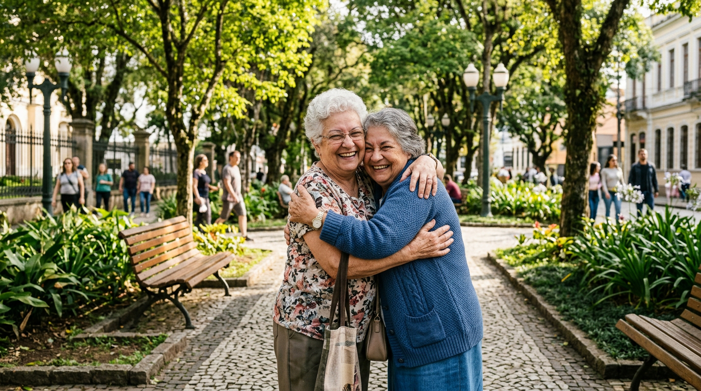 Um estudo de Harvard identificou que pessoas entre 58 e 72 anos que mantêm pelo menos uma amizade desde a infância apresentam taxas de ansiedade 40% menores do que a média da população