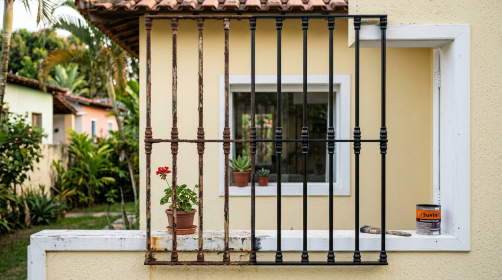 Como renovar grade de janela enferrujada e deixar a fachada com aparência mais cuidada