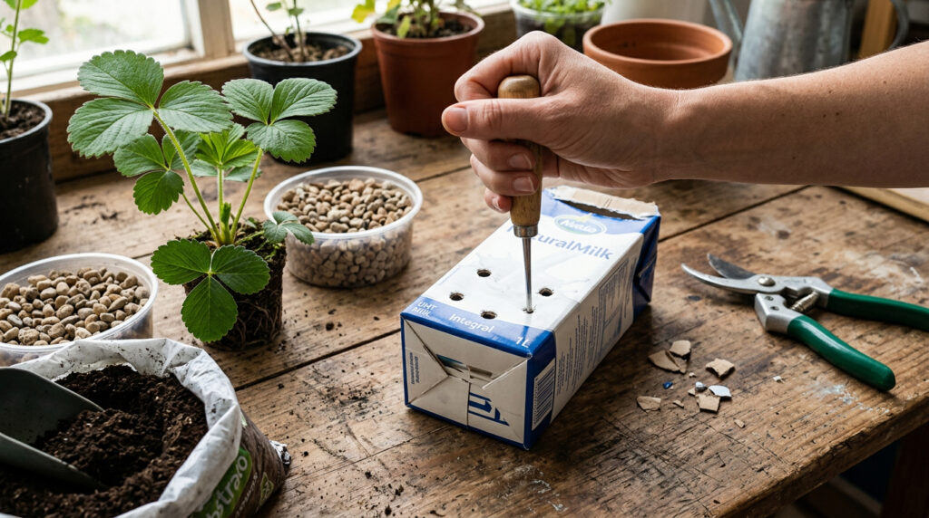 Como plantar morango em casa usando caixas de leite: o método simples que funciona em qualquer espaço