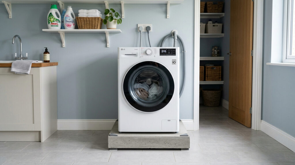 Como fazer base para máquina de lavar e evitar trepidação, desnível e água acumulada