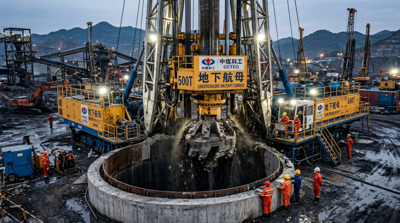 A China está perfurando um poço de 1 quilômetro de profundidade com um "porta-aviões subterrâneo" de 500 toneladas para encontrar minerais