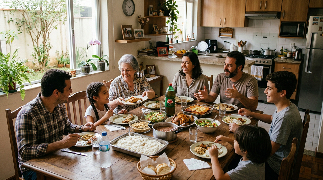 Lembranças da infância mostram como o almoço de domingo fazia a família ficar mais próxima