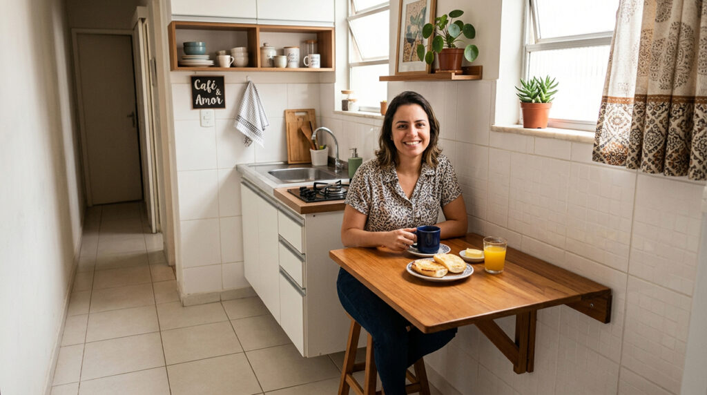 Como instalar mesa dobrável na parede para refeições, estudos ou apoio na lavanderia