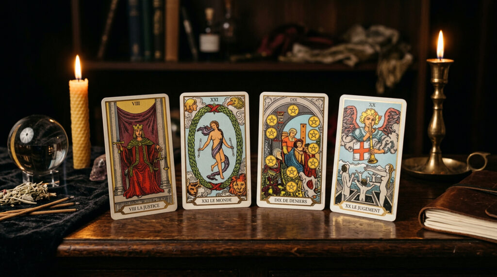 4 cartas do tarot que falam sobre merecimento, retorno e recompensas que chegam no tempo certo