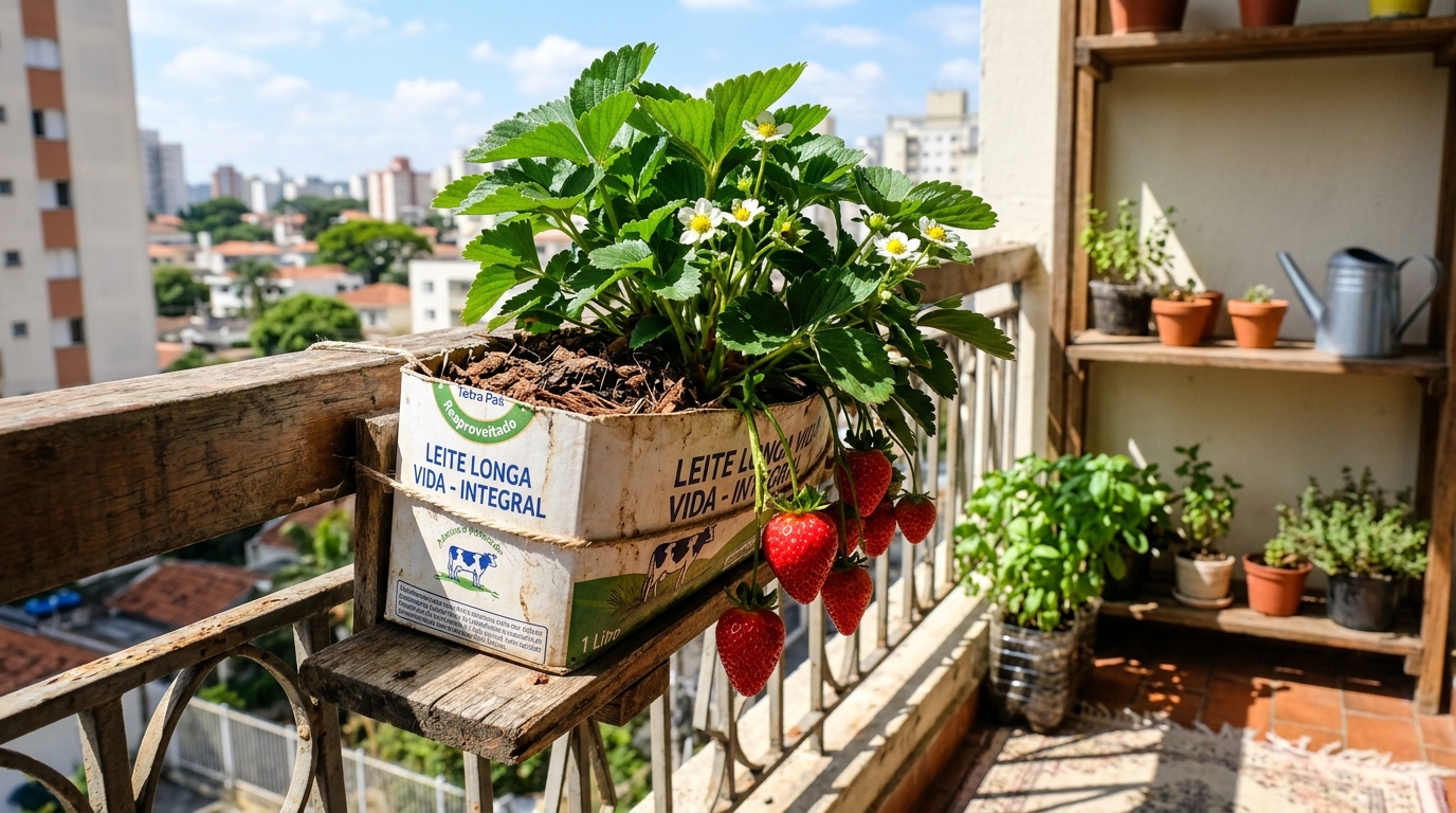 Como plantar morango em casa usando caixas de leite: o método simples que funciona em qualquer espaço