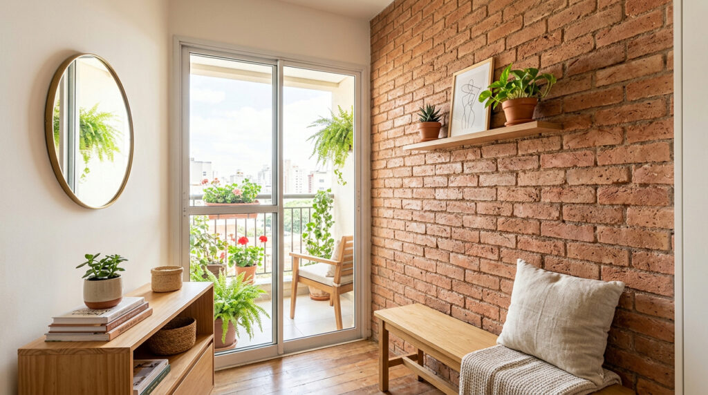 Parede rústica com tijolinho pode valorizar o ambiente sem pesar na decoração da casa