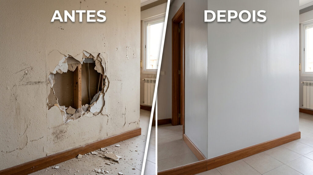 Como consertar parede com buraco maior e evitar que o remendo apareça depois da pintura
