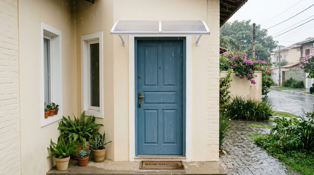 Como fazer cobertura para porta de entrada e evitar chuva direto na fechadura