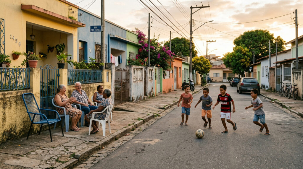 Conversar com vizinhos sem pressa lembra um tempo em que a rua parecia extensão da casa