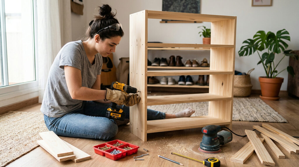 Como fazer uma sapateira simples em casa e deixar a entrada organizada sem ocupar espaço