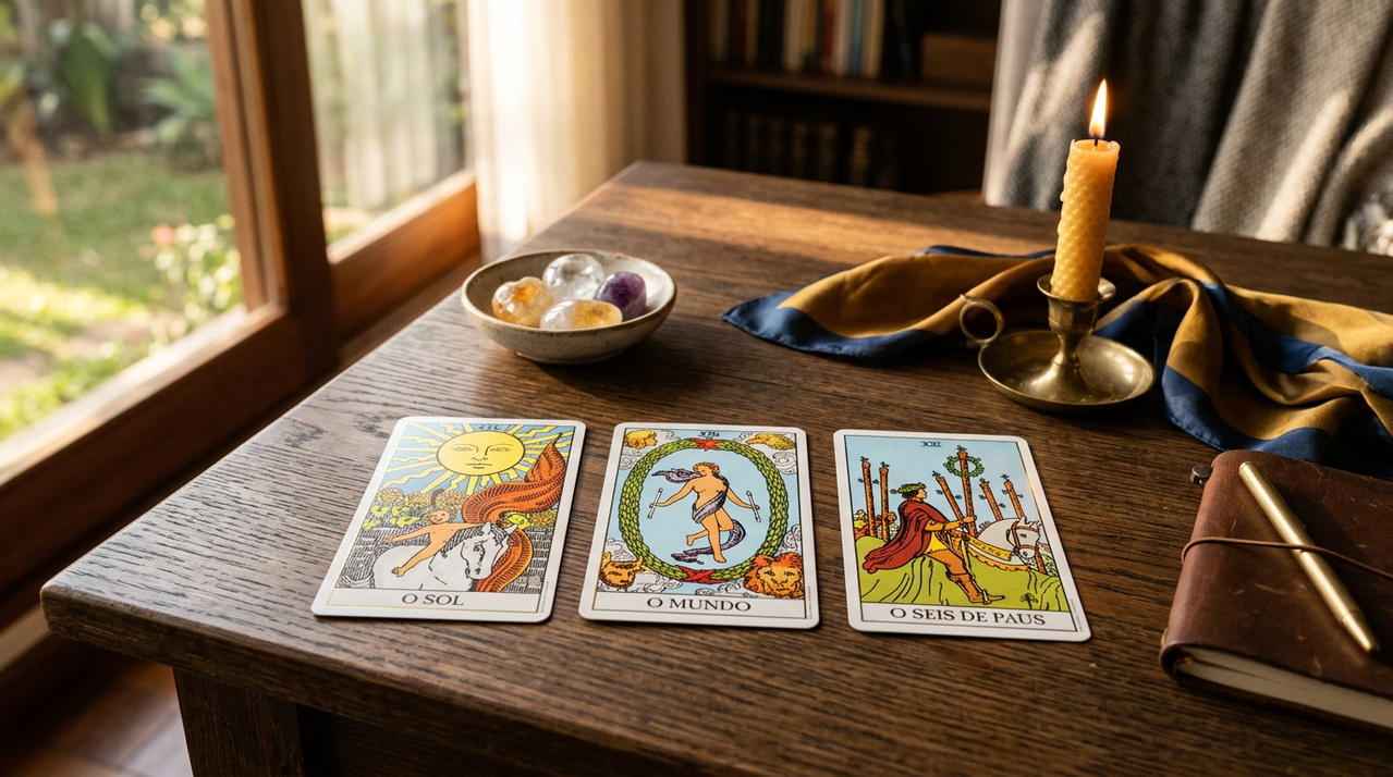 Cartas do tarot que indicam reconhecimento, valorização e vitória após uma fase de esforço