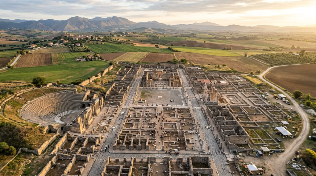 Drones revelam fórum e teatro ocultos e podem reescrever a história de uma antiga cidade romana