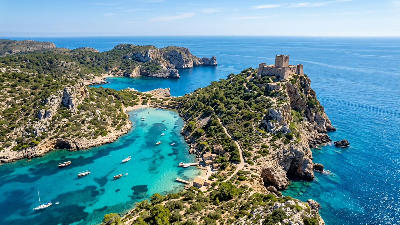 A ilha espanhola com acesso restrito a 300 visitantes : praias paradisíacas, águas cristalinas e um castelo medieval do século XIV