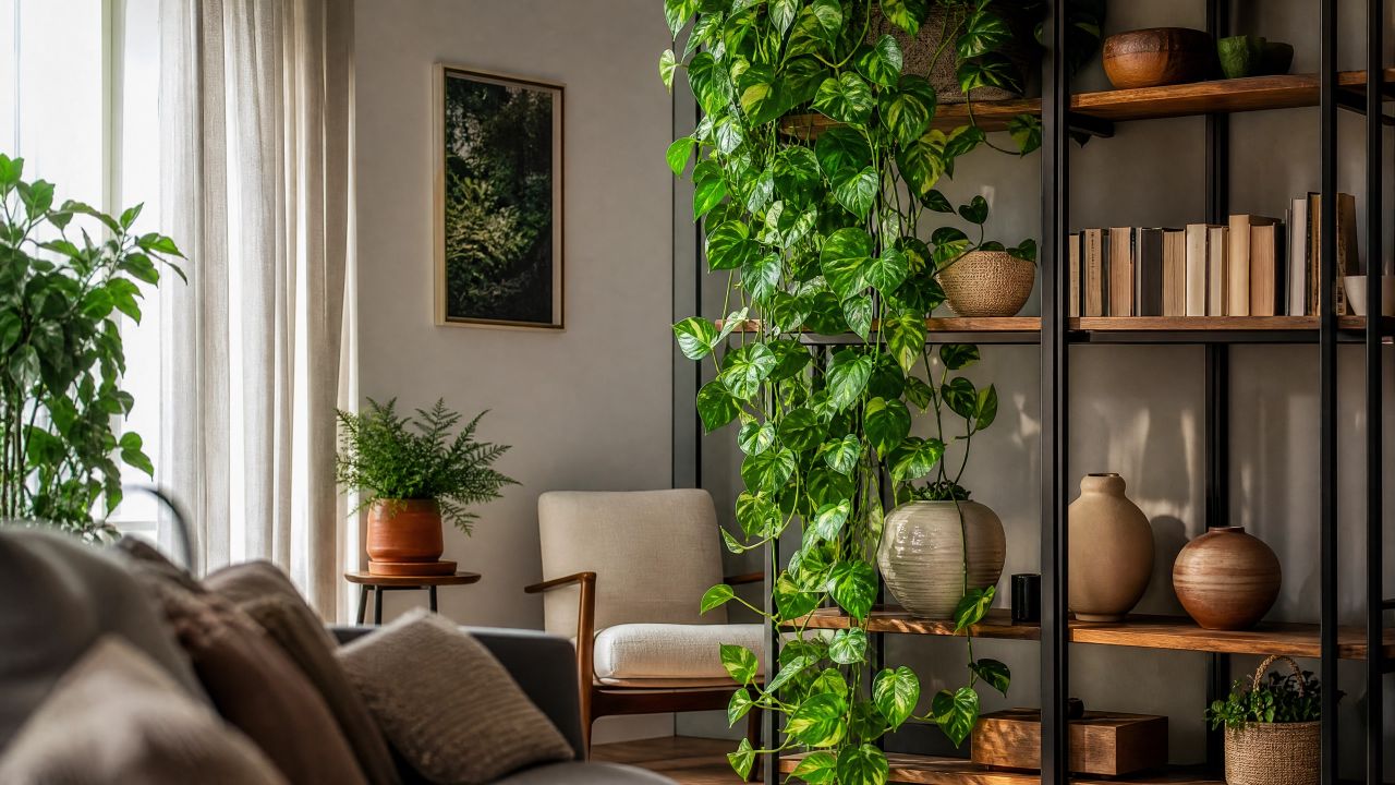 A jiboia transforma cantos vazios em cascatas verdes dentro de casa