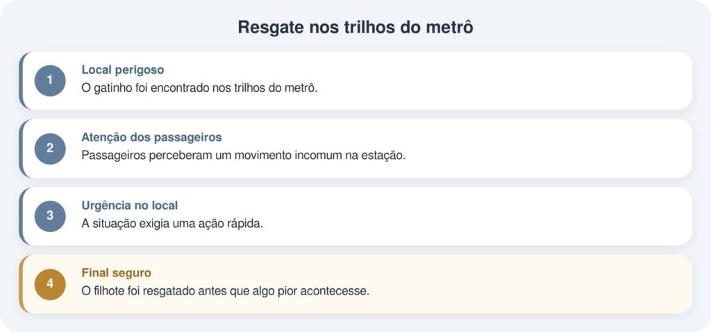 Passageiros que aguardavam o metrô no Brooklyn encontram gatinho perdido nos trilhos