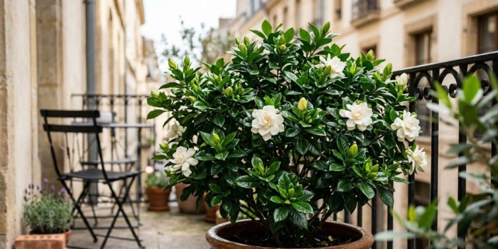 O arbusto compacto que leva flores brancas e perfume à varanda