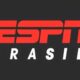 Logo da ESPN em vermelho e a palavra 'BRASIL' em branco sobre fundo cinza escuro