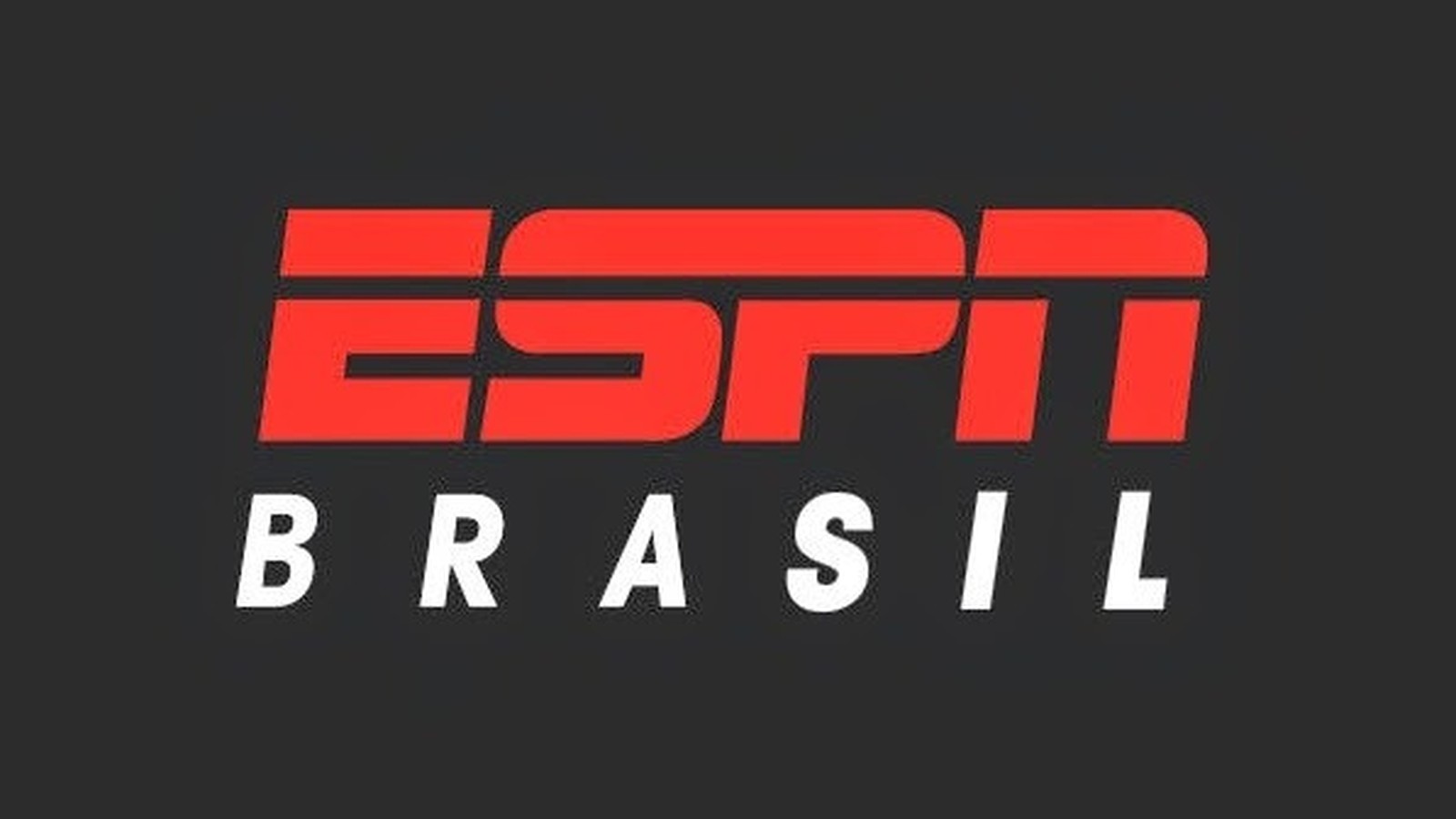 Logo da ESPN em vermelho e a palavra 'BRASIL' em branco sobre fundo cinza escuro