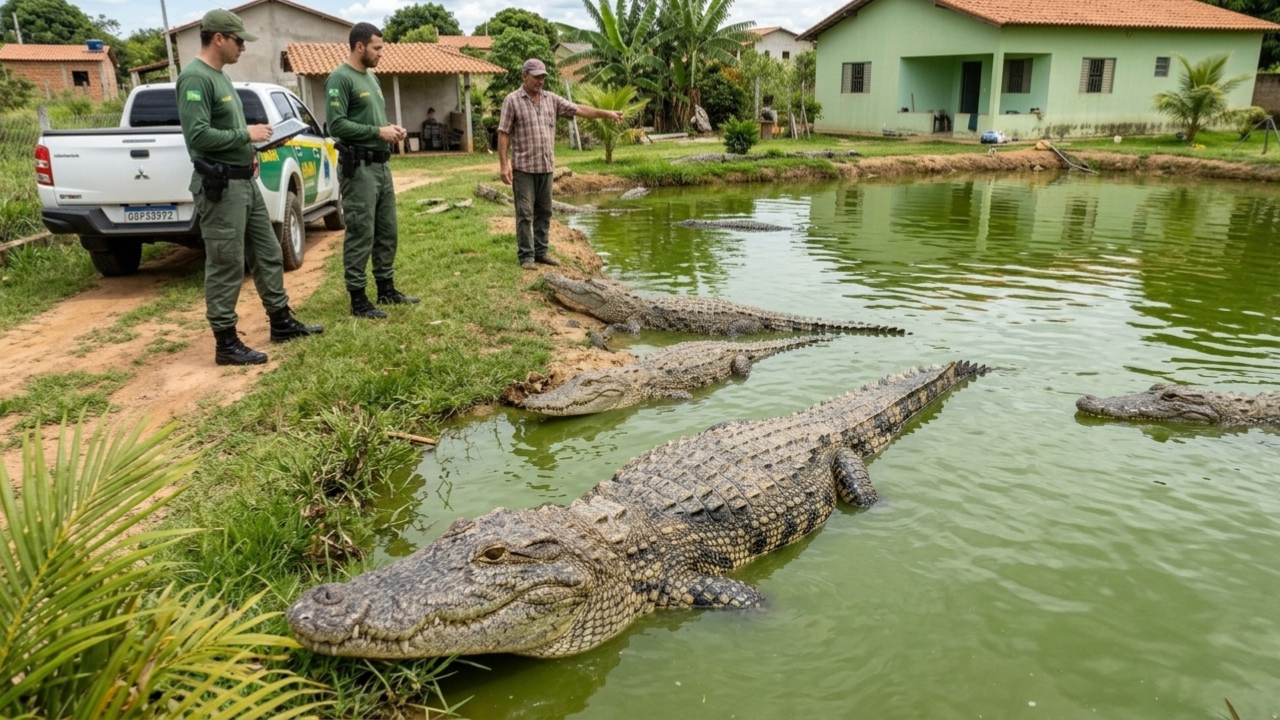 Morador de 55 anos cava um lago gigante no quintal para criar jacarés resgatados e recebe visita do IBAMA