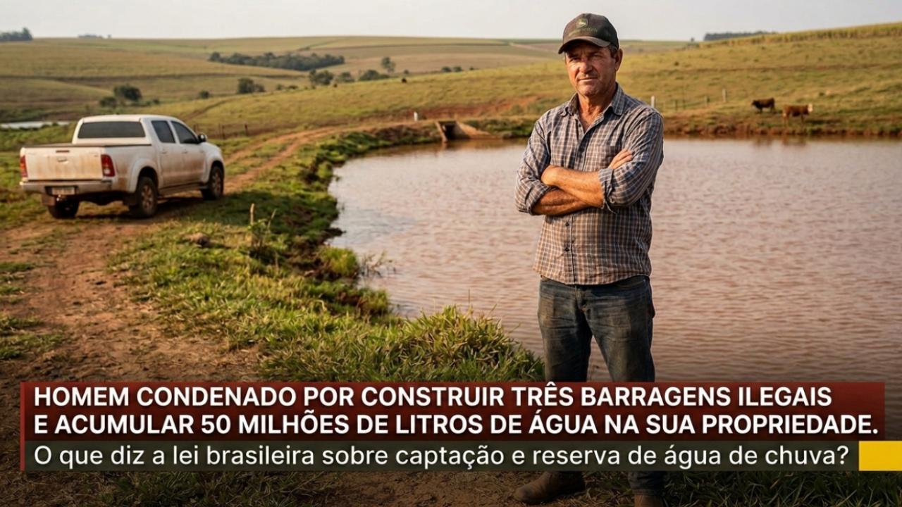 Homem é condenado ao construir 3 represas na própria terra e acumular 50 milhões de litros de água da chuva; lei prevê multas de até R$ 1 bilhão e 5 anos de prisão