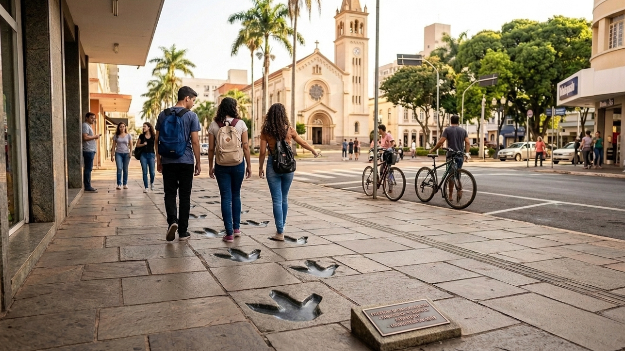 A cidade paulista onde pegadas de dinossauros de 135 milhões de anos dividem calçada com estudantes da UNESP