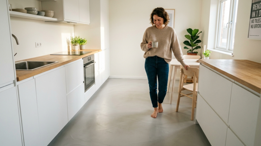 Adeus azulejos na cozinha: a nova onda minimalista para renovar o piso em um dia e sem pedreiros
