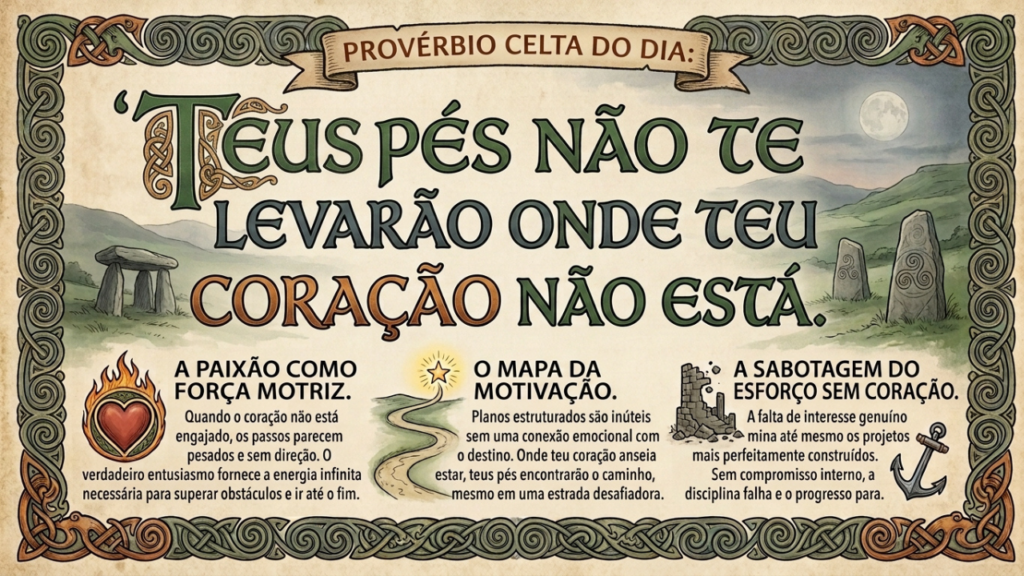 Provérbio celta do dia: "Seus pés não o levarão onde seu coração não estiver". Lições sobre paixão, motivação e por que a falta de entusiasmo sabota até os projetos mais bem estruturados