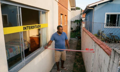 Proprietário abre janela de vidro a 80 centímetros da divisa para iluminar quarto e a justiça determina o fechamento com tijolos sob pena de multa de R$ 500 ao dia