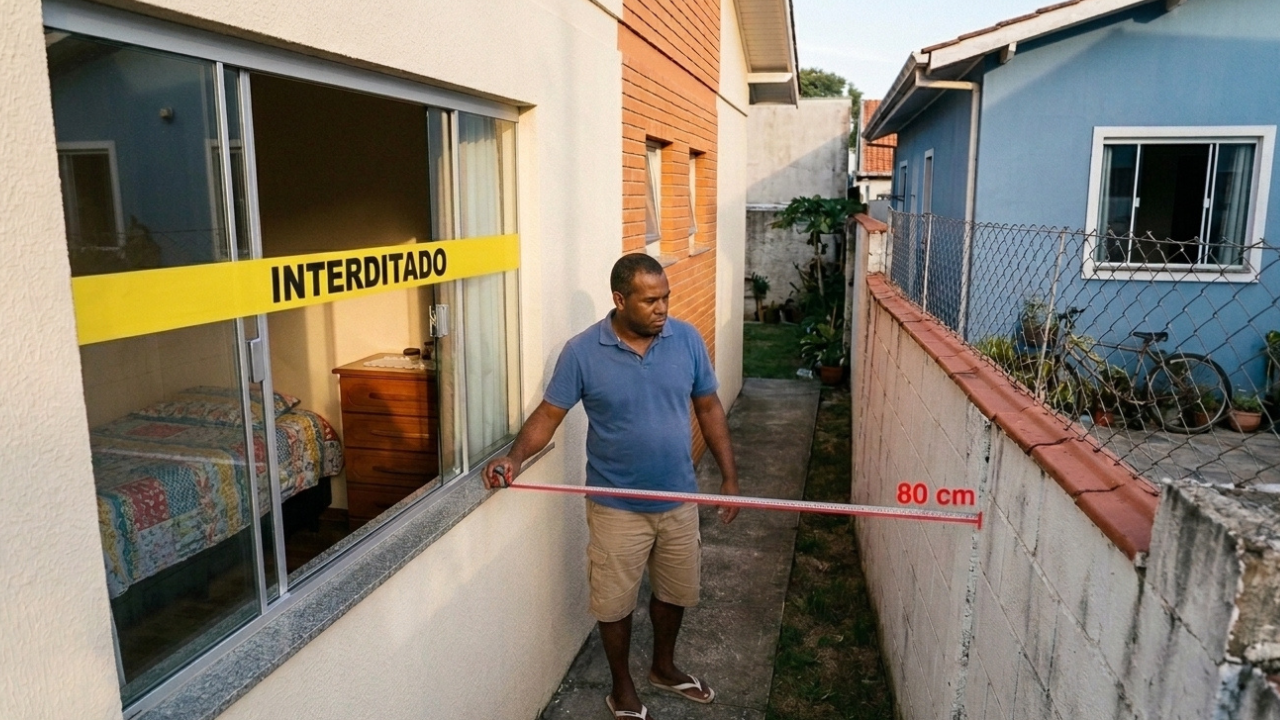 Proprietário abre janela de vidro a 80 centímetros da divisa para iluminar quarto e a justiça determina o fechamento com tijolos sob pena de multa de R$ 500 ao dia