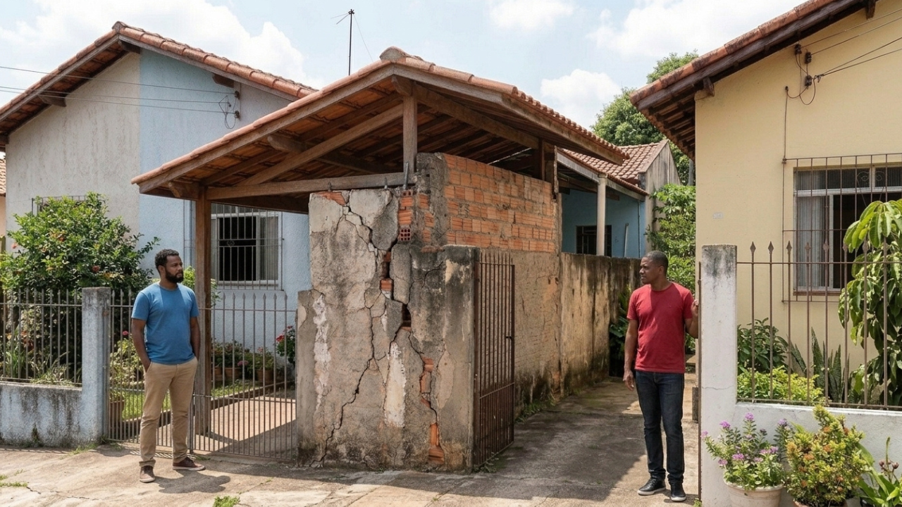 Morador usa o muro construído pelo vizinho para apoiar telhado de um novo puxadinho, a estrutura trinca e ele é forçado a demolir a cobertura e pagar metade do valor histórico da parede